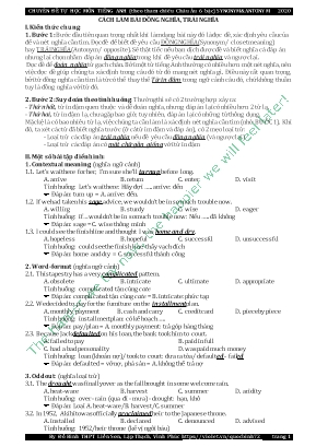 Chuyên đề tự học môn Tiếng Anh Cách làm bài đồng nghĩa, trái nghĩa - Đỗ Bình